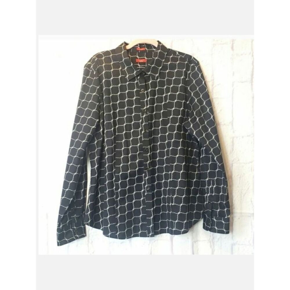 TALBOTS HABERDASHERY Trellis Print Wrinkle-Resistant Button Down Shirt 14